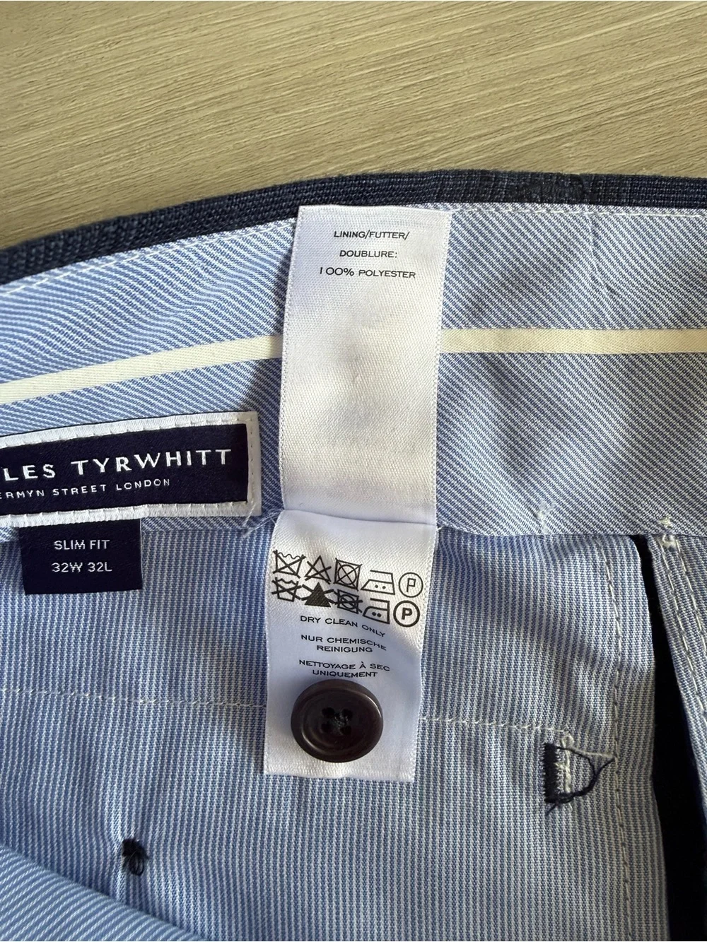 Charles Tyrwhitt Pure Linen Check Pants Blue 32w/32L NWT